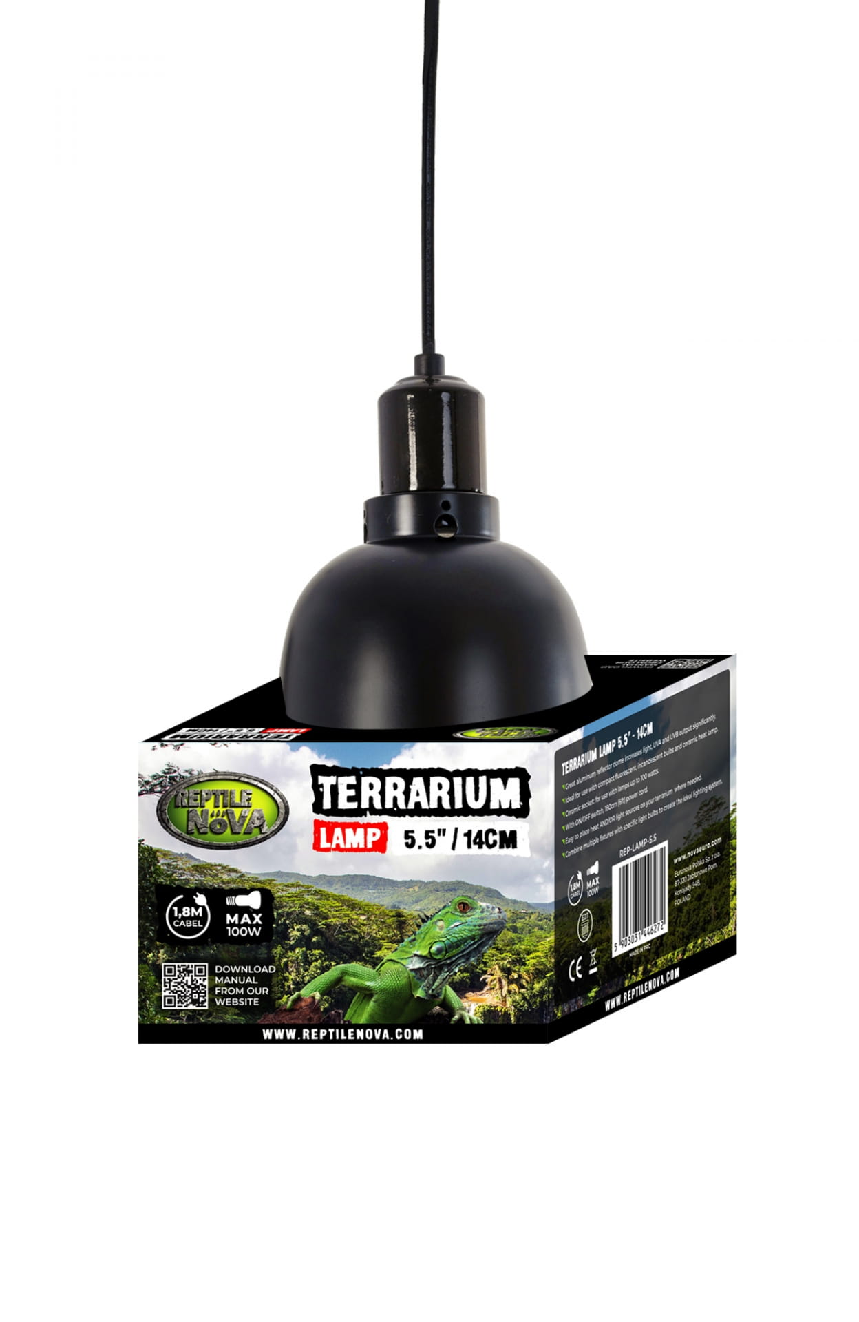 Lampa z Oprawką Ceramiczną 100W do Terrarium – Klosz Reflektor 14cm E27 Reptile Nova.jpg